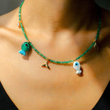 Gembea Jewelry Green Agate Glass Sea Animal Necklace
