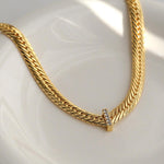 Wide Gold Snake Bone Chain Necklace - Gembea Jewelry