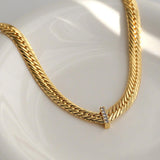 Wide Gold Snake Bone Chain Necklace - Gembea Jewelry