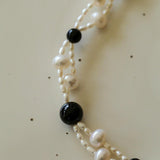 Black Agate Pearl Choker Necklace - Gembea Jewelry