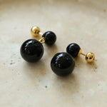 Double Ball Crystal Agate Stone Earrings - Gembea Jewelry