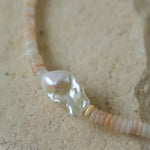 Gembea Jewelry Pink Stone Beaded Baroque Pearl Necklace
