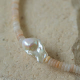 Gembea Jewelry Pink Stone Beaded Baroque Pearl Necklace