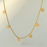 Overlay Embossed Mini Gold Coin Necklace - Gembea Jewelry