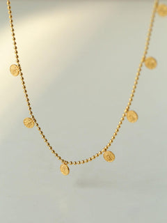 Overlay Embossed Mini Gold Coin Necklace - Gembea Jewelry