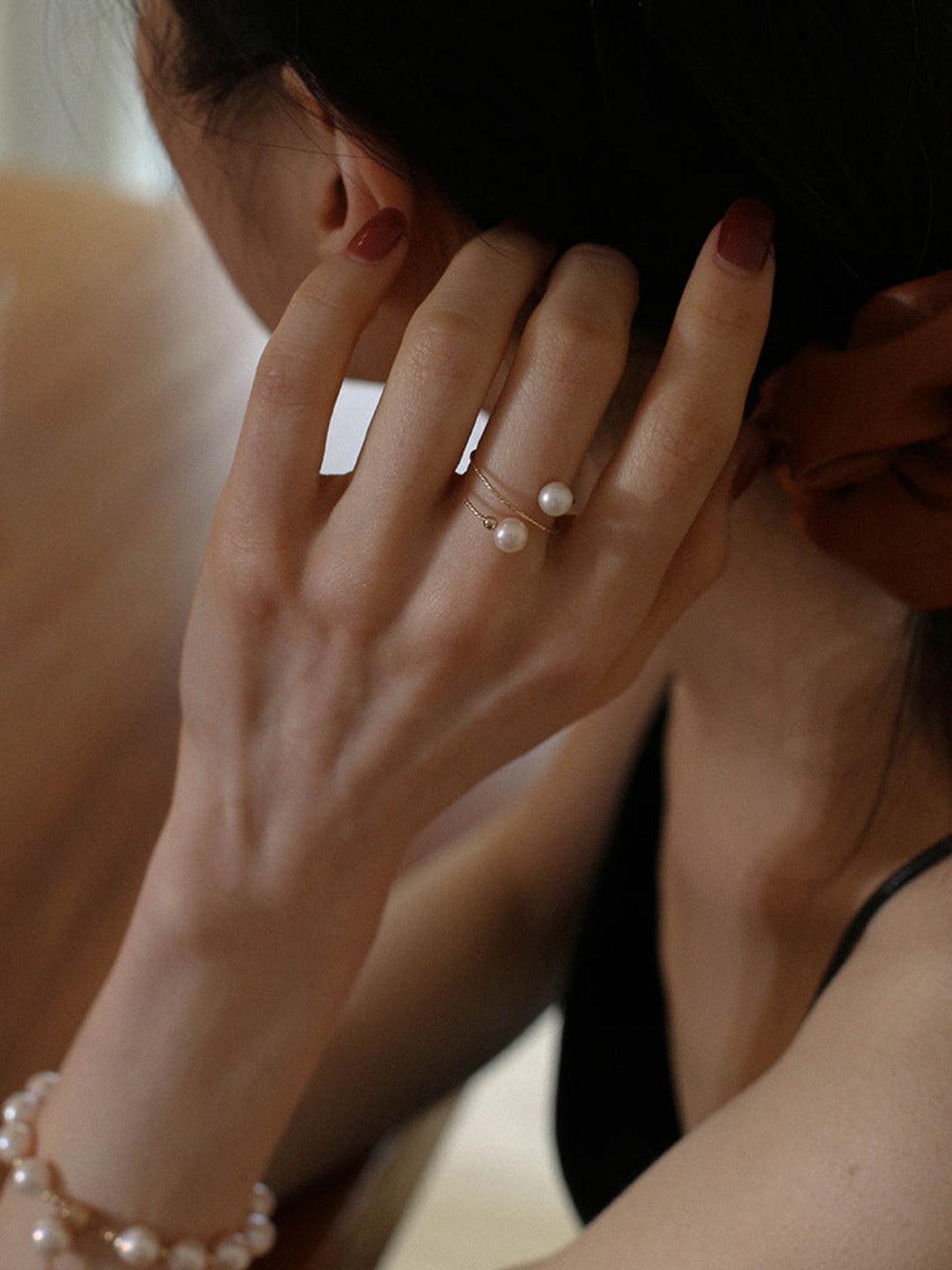 Love and the City Pearl Double Wrapped Ring - Gembea Jewelry