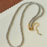 Grey Rice Pearl Necklace - Gembea Jewelry