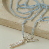 Sea's Embrace Green Agate Aquamarine Necklace - Gembea Jewelry