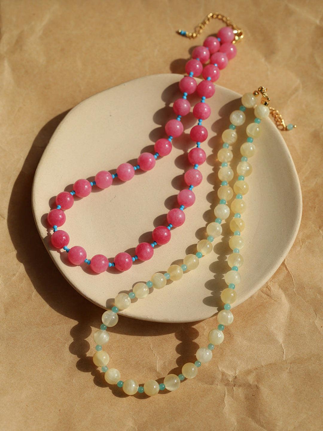 Spring Heartbeat Rose Red Gemstone Necklace - Gembea Jewelry