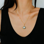 Zircon Seawater Mabe Pearl Pendant Necklace - Gembea Jewelry