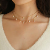 Overlay Natural Pearl Pendant Necklace - Gembea Jewelry