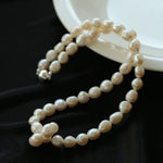 Hand-woven Pearl Run Loop Grey Necklace - Gembea Jewelry