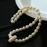 Hand-woven Pearl Run Loop Grey Necklace - Gembea Jewelry
