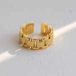 Wide Version Watch Chain Metal Open Ring - Gembea Jewelry