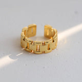 Wide Version Watch Chain Metal Open Ring - Gembea Jewelry