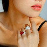 Gembea jewelry Wide Silver Brushed Agate Ring
