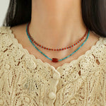 Blue Phosphorus Gray Agate Beaded Necklace - Gembea Jewelry