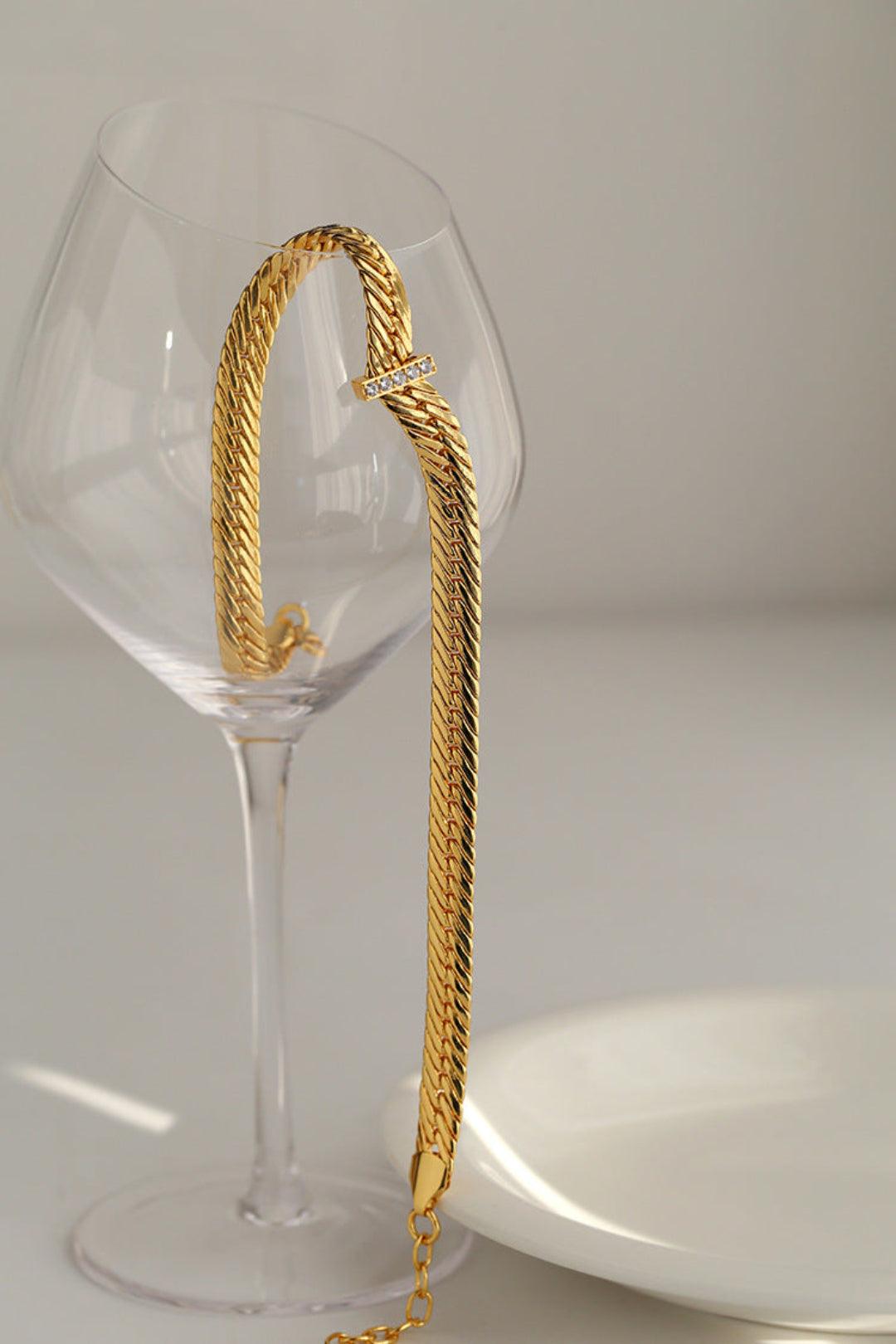 Wide Gold Snake Bone Chain Necklace - Gembea Jewelry