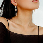 Diamond Baroque Pearl Long Earrings - Gembea Jewelry