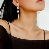 Diamond Baroque Pearl Long Earrings - Gembea Jewelry