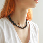 Water Drop Black Agate Beaded Choker Necklace - Gembea Jewelry