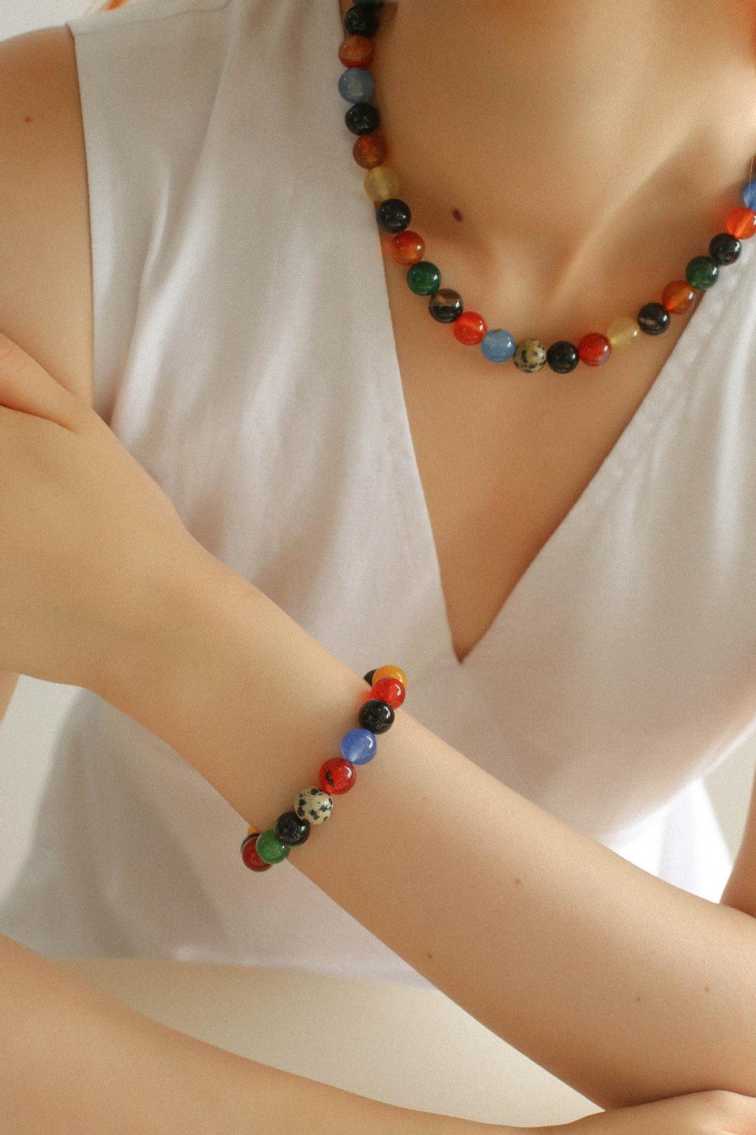 Spring Heartbeat Colored Stone Beaded Bracelet - Gembea Jewelry