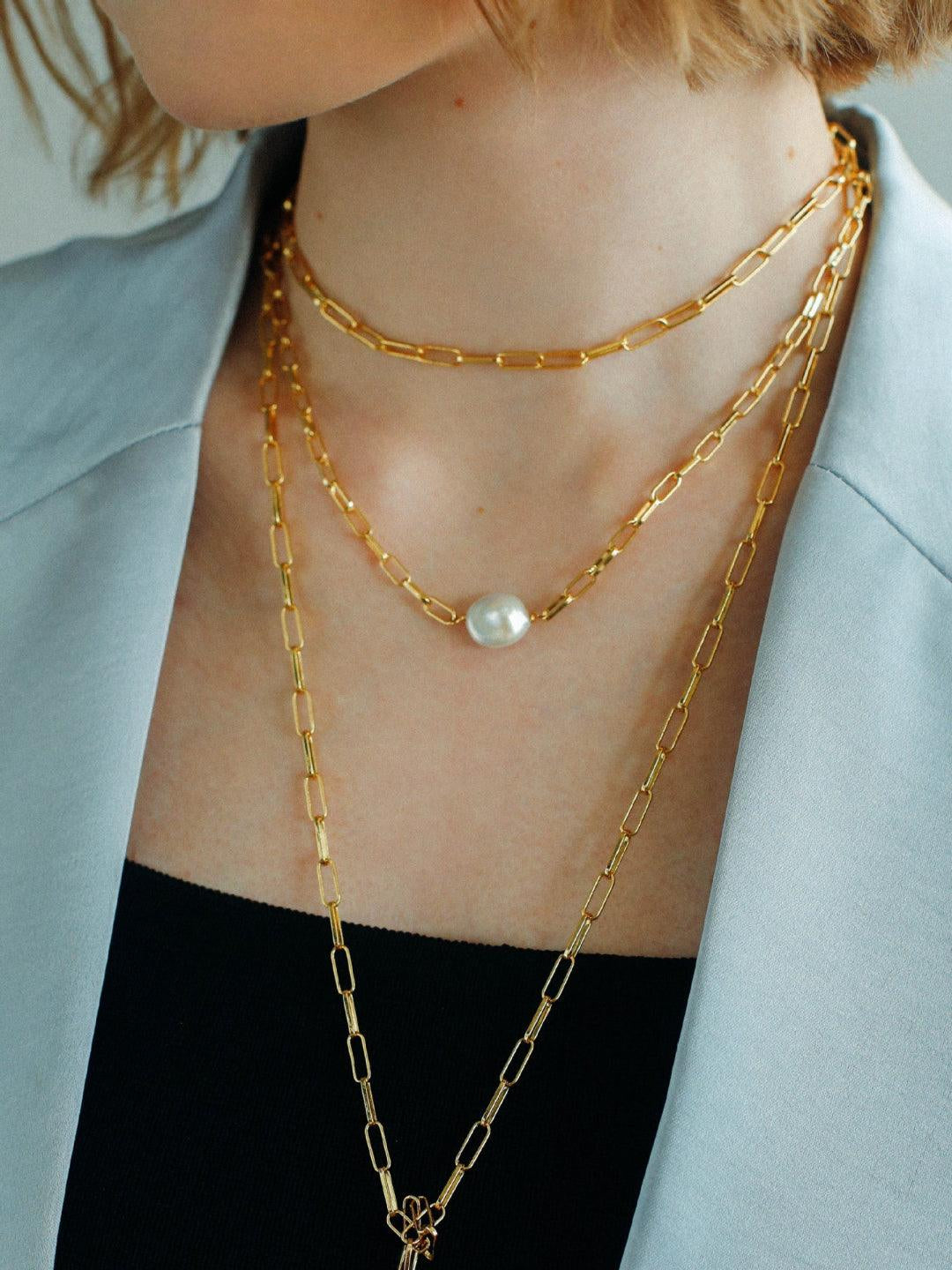 Overlay Natural Pearl Pendant Necklace - Gembea Jewelry