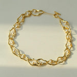 Geometric Twist Artificial Pearl Chain Necklace - Gembea Jewelry
