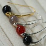Hand-made Gray Red Black Agate Stone Ear Hooks Earrings - Gembea Jewelry