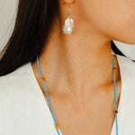 Spring Heartbeat Blue Turquoise Baroque Earrings - Gembea Jewelry