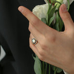 Vintage S925 Silver Synthetic Gemstone Ring - Gembea Jewelry