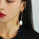 Long Tree Branch with Diamond Baroque Drop Earrings - Gembea Jewelry