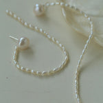 Long Rice Pearl Drop Earrings - Gembea Jewelry