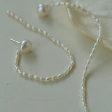 Long Rice Pearl Drop Earrings - Gembea Jewelry