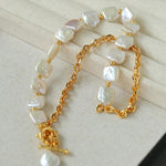 Natural Freshwater Square Pearl Chain Necklace - Gembea Jewelry