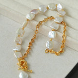 Natural Freshwater Square Pearl Chain Necklace - Gembea Jewelry