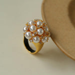 Full Star Flower Artificial Pearl Zircon Ring - Gembea Jewelry