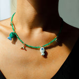 Gembea Jewelry Green Agate Glass Sea Animal Necklace