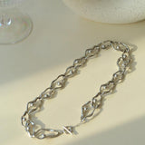 Geometric Twist Artificial Pearl Chain Necklace - Gembea Jewelry