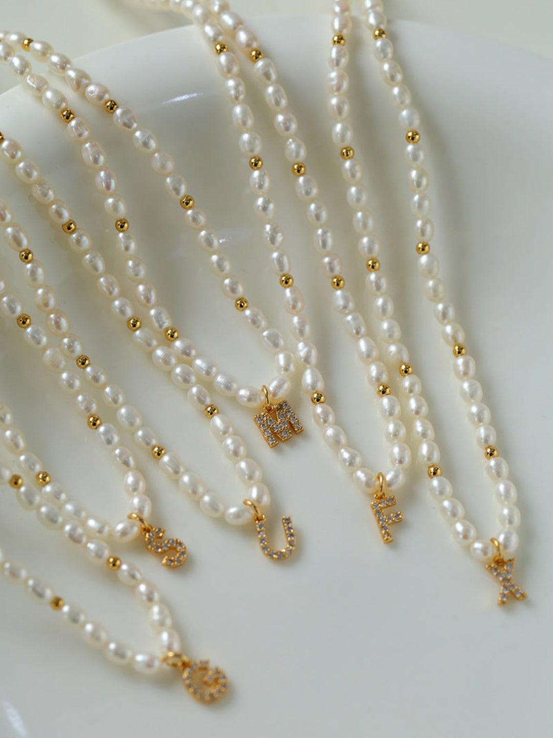 Vintage 26 Letter Pearl Necklace - Gembea Jewelry