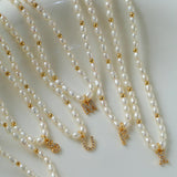 Vintage 26 Letter Pearl Necklace - Gembea Jewelry