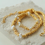 Vintage Gold Bean Irregular Pearl Necklace - Gembea Jewelry