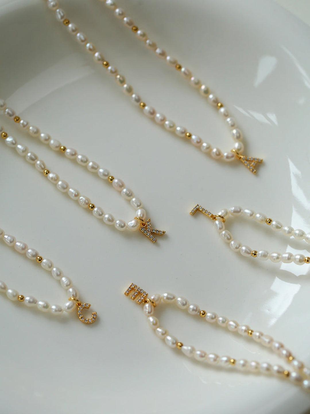 Vintage 26 Letter Pearl Necklace - Gembea Jewelry