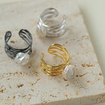 Multilayer Sterling Silver Pearl Ring - Gembea Jewelry