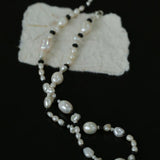 Baroque Pearl Black Agate Beaded Necklace - Gembea Jewelry