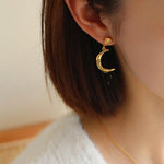 S925 Silver Moon Drop Earrings - Gembea Jewelry
