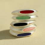 Gembea Jewelry Silver Brushed Oval Natural Stone Ring