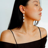 Diamond Baroque Pearl Long Earrings - Gembea Jewelry