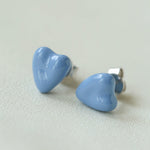 Blue Enamel Heart-shaped Stud Earrings