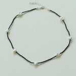 Small Petal Baroque Black Pointed Crystal Necklace - Gembea Jewelry
